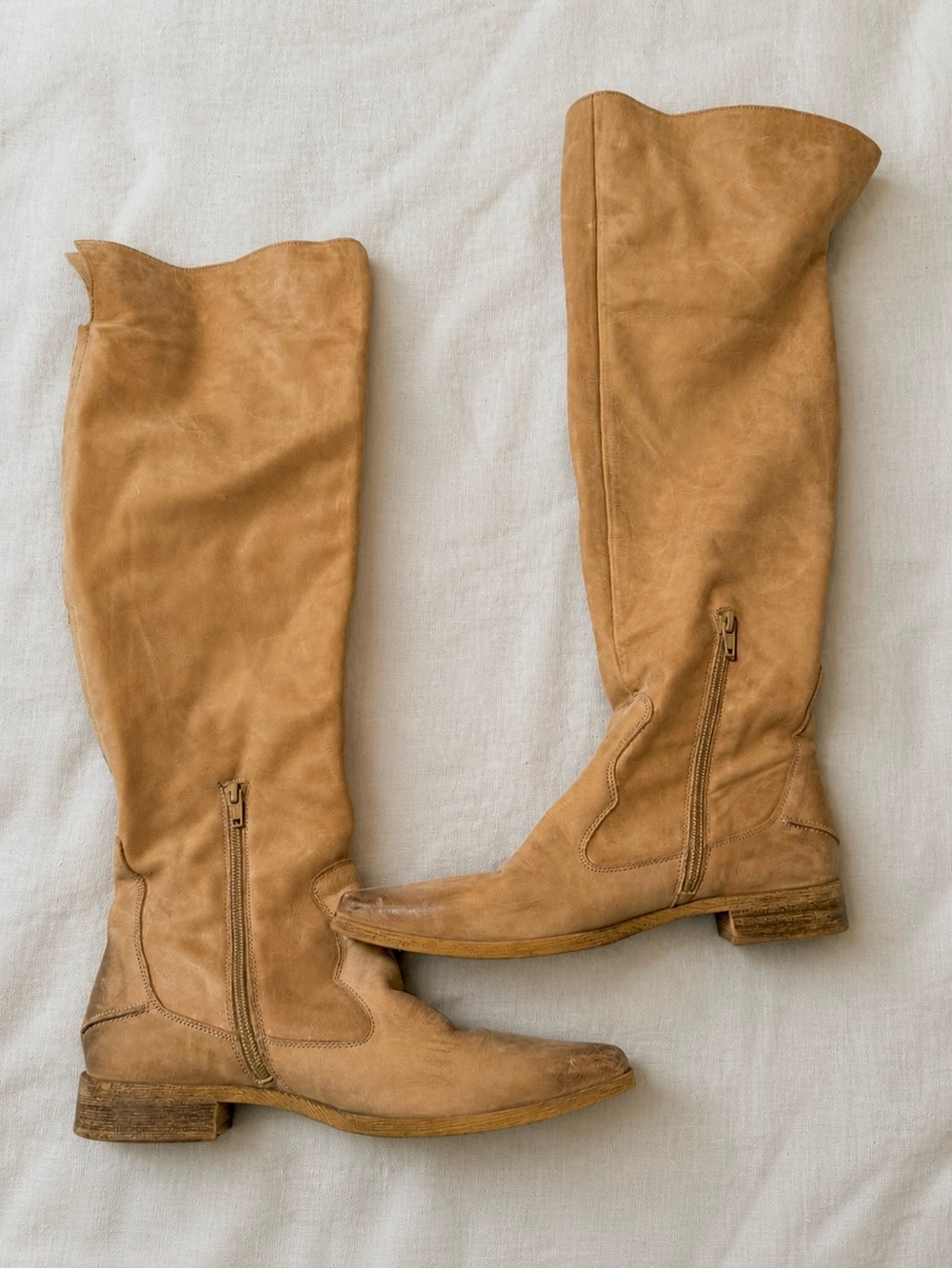 Free People Knee High Tan Leather Boots - Size 40